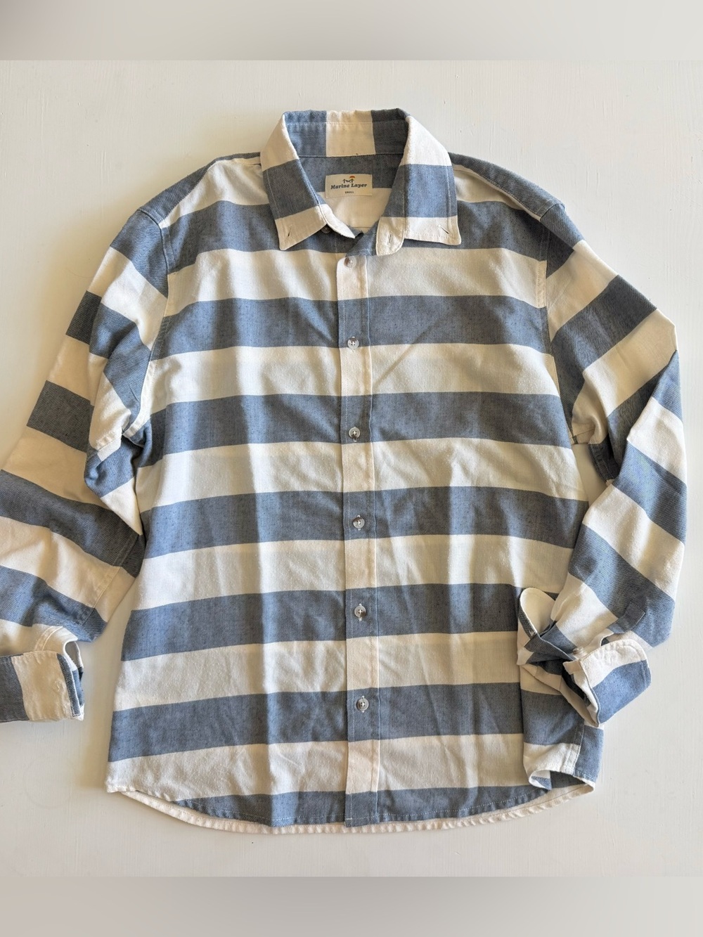Marine Layer Men's Casual Bowdoin Navy Stripe Button Down Shirt